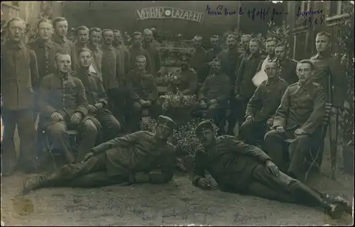 Foto Tauberbischofsheim Soldaten Vereinslazarett WK1 1917 Privatfoto