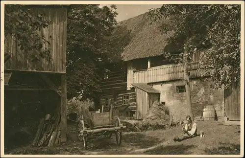 Postcard Nieder Ebersdorf Dolní Habartice Gehöft 1928