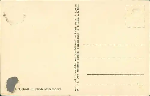 Postcard Nieder Ebersdorf Dolní Habartice Gehöft 1928