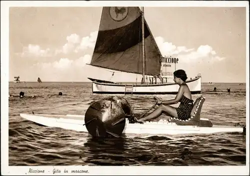 Cartoline Riccione Segelboot, Trettboot 1937
