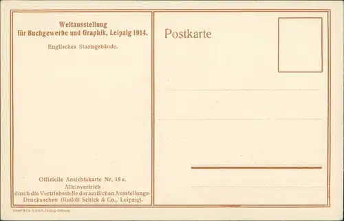 Ansichtskarte Leipzig Buchgewerbe Ausstellung - Englisches Staatsgebäude 1914