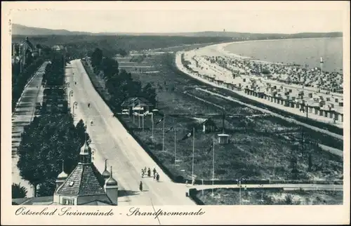 Postcard Swinemünde Świnoujście Promenade 1930