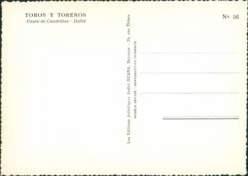 Ansichtskarte  Paseo de Cuadrillas - Défilé/Corrida, Stier, Torero 1965