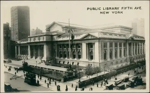 Postcard New York City Public Library Fifth Avenue 1916