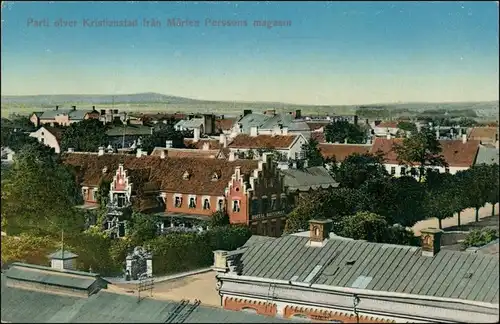 Postcard Kristianstad Parti öfver fran Marten Perssons Magasin 1913