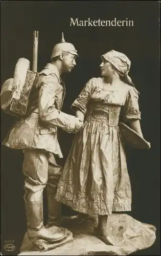 Ansichtskarte  Soldat Marketenderin Miltaria WK1 Gel Feldpost 1915