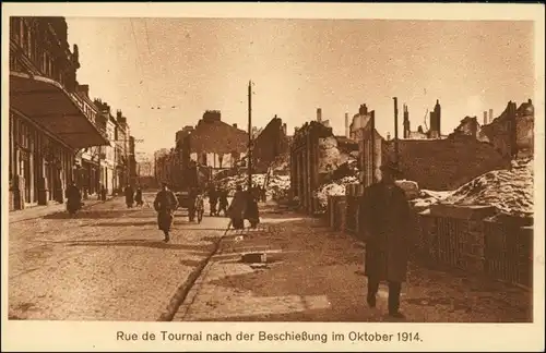 CPA Lille Rue de Tournai nach der Beschiessung WK1 1915