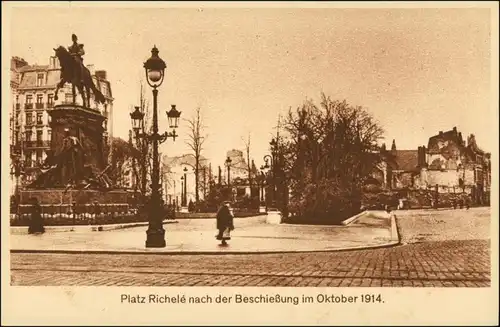 CPA Lille Platz Richele nach der Beschiessung WK1 1915