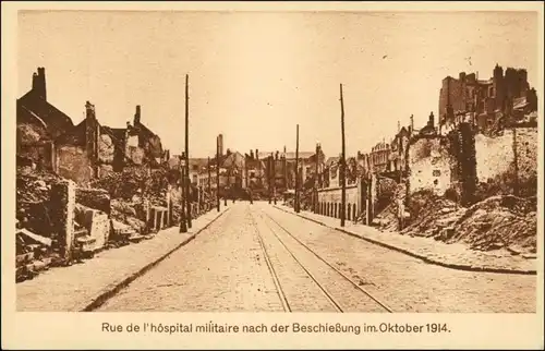 CPA Lille Rue de Hospital nach der Beschiessung WK1 1915