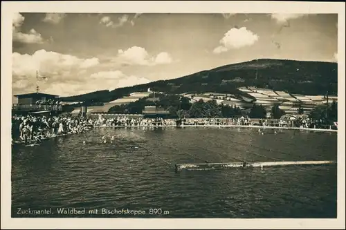 Postcard Zuckmantel Zlaté Hory Partie am Schwimmbad 1930