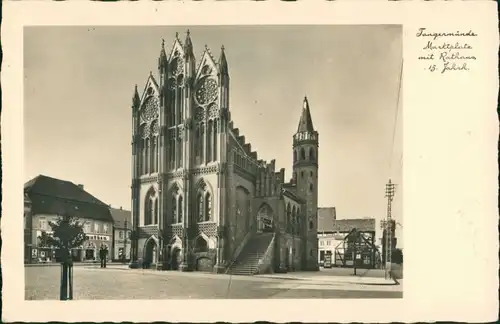 Ansichtskarte Tangermünde Rathaus, Kino - Geschäfte 1934
