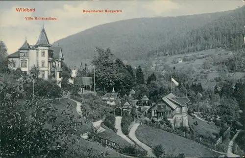 Ansichtskarte Bad Wildbad Villa Hohenzollern, Reservierter Kurpark 1912