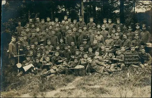 Ansichtskarte  Soldaten WK1 Sommerfest Rindfleisch und Kartoffelsalat 1917