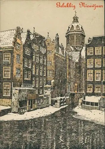 Postkaart Amsterdam Amsterdam Künstlerkarte Neukahr t Kolkje 1944