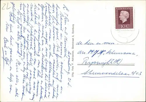 Postkaart Domburg-Veere Partie an der Stadt 1963