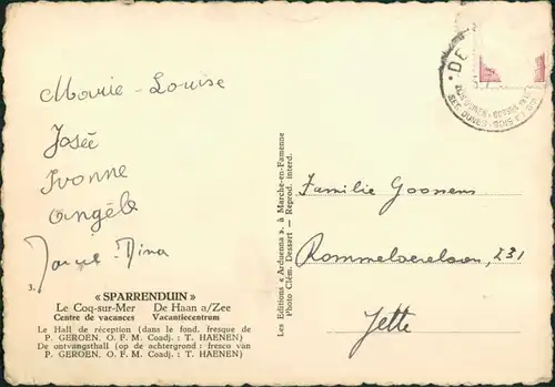 Postkaart De Haan Vacantiecentrum - Saal 1961