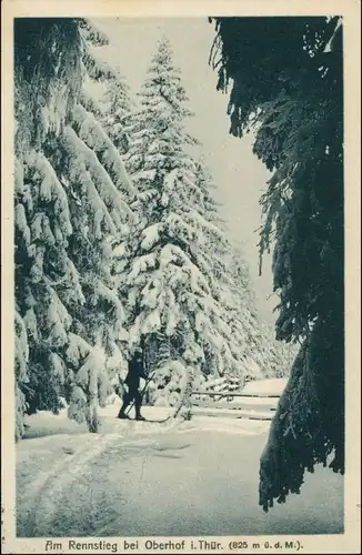 Ansichtskarte Oberhof (Thüringen) Skiläufer am Rennsteig 1912