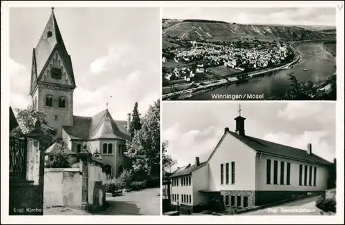 Ansichtskarte Winningen 3 Bild: Kirche, Gemeindehaus 1965