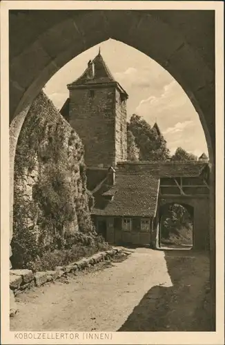 Ansichtskarte Rothenburg ob der Tauber Straßenpartie - Kobolzellertor 1928