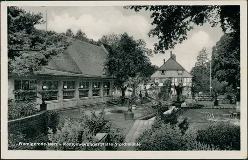 Ansichtskarte Wernigerode Konsum-Gastgaststätte Storchmühle 1954
