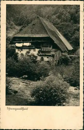 Ansichtskarte .Baden-Württemberg Schwarzwaldhaus am Fluss 1929