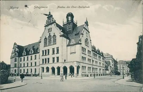 Ansichtskarte Mainz Schulstrasse, Oberrealschule 1906