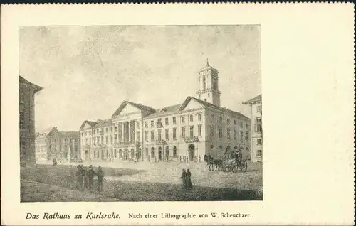Ansichtskarte Karlsruhe Rathaus 1925
