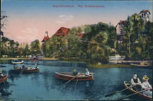Ansichtskarte Ellerbek-Kiel Schwanensee - Villen 1913