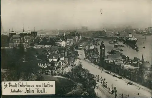 Ansichtskarte St. Pauli-Hamburg Fährhaus St. Pauli, Gasometer, Hafen 1929