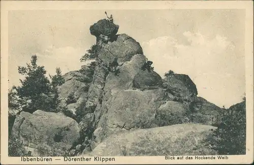 Ansichtskarte Ibbenbüren Dörenther Klippen Blick auf das Hockende Weib 1919