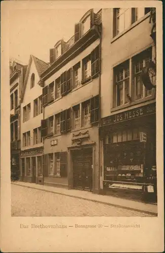 Ansichtskarte Bonn Beethovenhaus, Bonngasse 20 - Geschäfte 1921