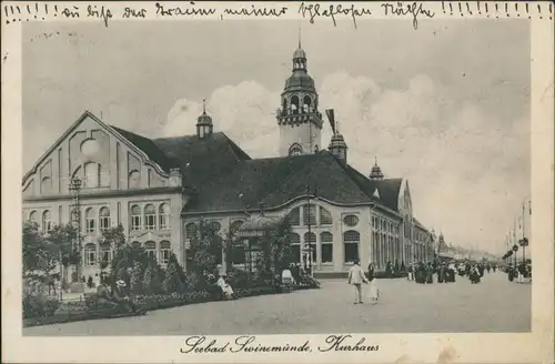Postcard Swinemünde Świnoujście Promenade Kurhaus 1925