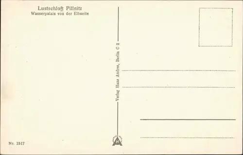 Ansichtskarte Pillnitz Schloss Pillnitz - Elbseite 1930