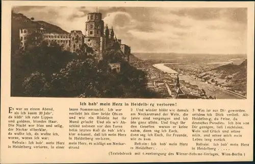 Ansichtskarte Heidelberg Liedkarte 1925