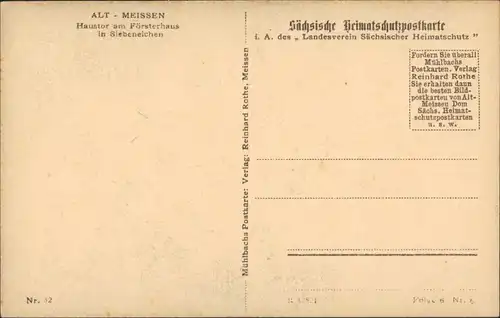 Ansichtskarte Meißen Siebeneichen Försterhaus - Portal 1924