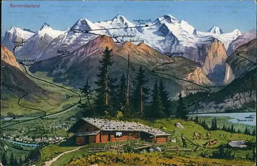 Ansichtskarte Interlaken Berneroberland - Alm Künstlerkarte 1911