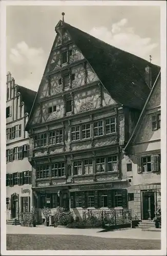 Dinkelsbühl Strassen Partie am Hotel Deutsches Haus, Fachwerk-Gebäude 1940