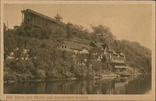 Bad Kösen Stadtteilansicht mit Saline und Restaurant Loreley 1920