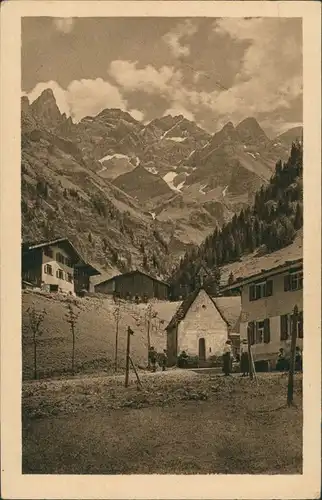Einödsbach-Oberstdorf (Allgäu) Ansicht, Privathäuser, Personen, Alpen Berge 1925
