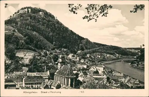 Königstein (Sächsische Schweiz) Festung Königstein, Stadt Panorama, Elbe 1952