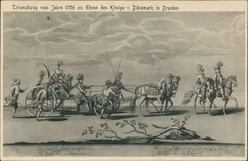 Ansichtskarte Stolpen Triumphzug vom Jahre 1706 König von Dänemark 1928