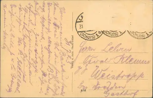 Postcard Bad Landeck Lądek-Zdrój Partie an der Stadt 1922