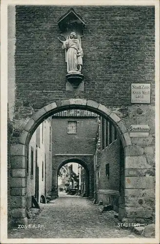 Ansichtskarte Zons-Dormagen Straßenpartie - Stadttor 1930