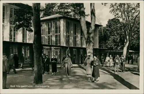 Ansichtskarte Bad Mergentheim Karlsquelle - belebt 1934