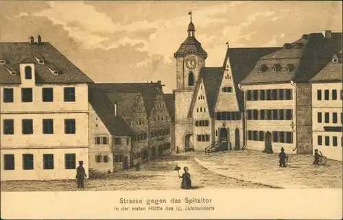 Ansichtskarte Weißenburg in Bayern Strasse gegen das Spitaltor 1915