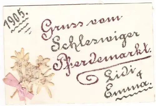 Schleswig Sleswig Gruss vom Schleswiger Pferdemarkt - Selbstgemachte Ak 1905