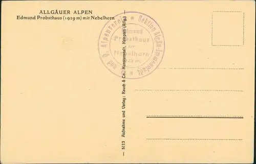 Ansichtskarte Oberstdorf (Allgäu) Edmund Probsthaus, Nebelhorn, Alpen 1920