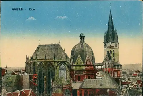 Ansichtskarte Aachen Aachener Dom Gesamtansicht Außenansicht 1910