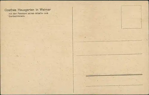 Ansichtskarte Weimar Goethehaus Hausgarten, Garten Ansicht 1920