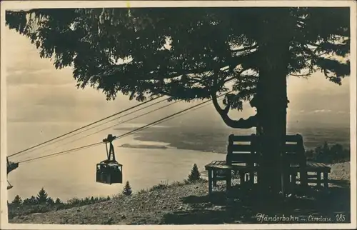 Ansichtskarte Bregenz Pfänderbahn, Bodensee Blick nach Lindau 1930